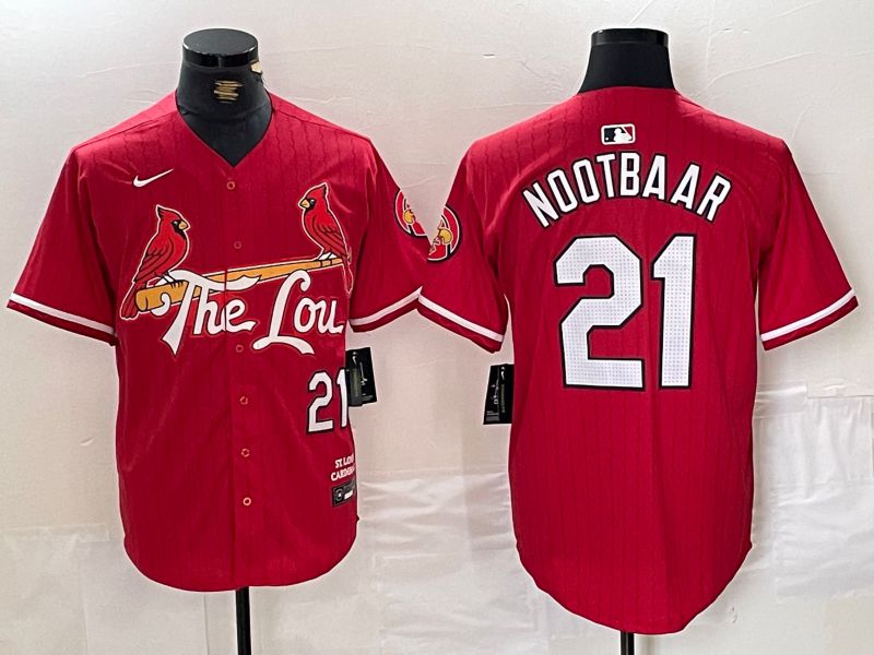 Men St.Louis Cardinals 21 Nootbaar Red City Edition 2024 Nike MLB Jersey style 1
